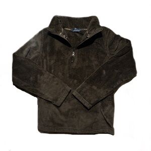 Brown fur fleece quarter zip up sweatshirt